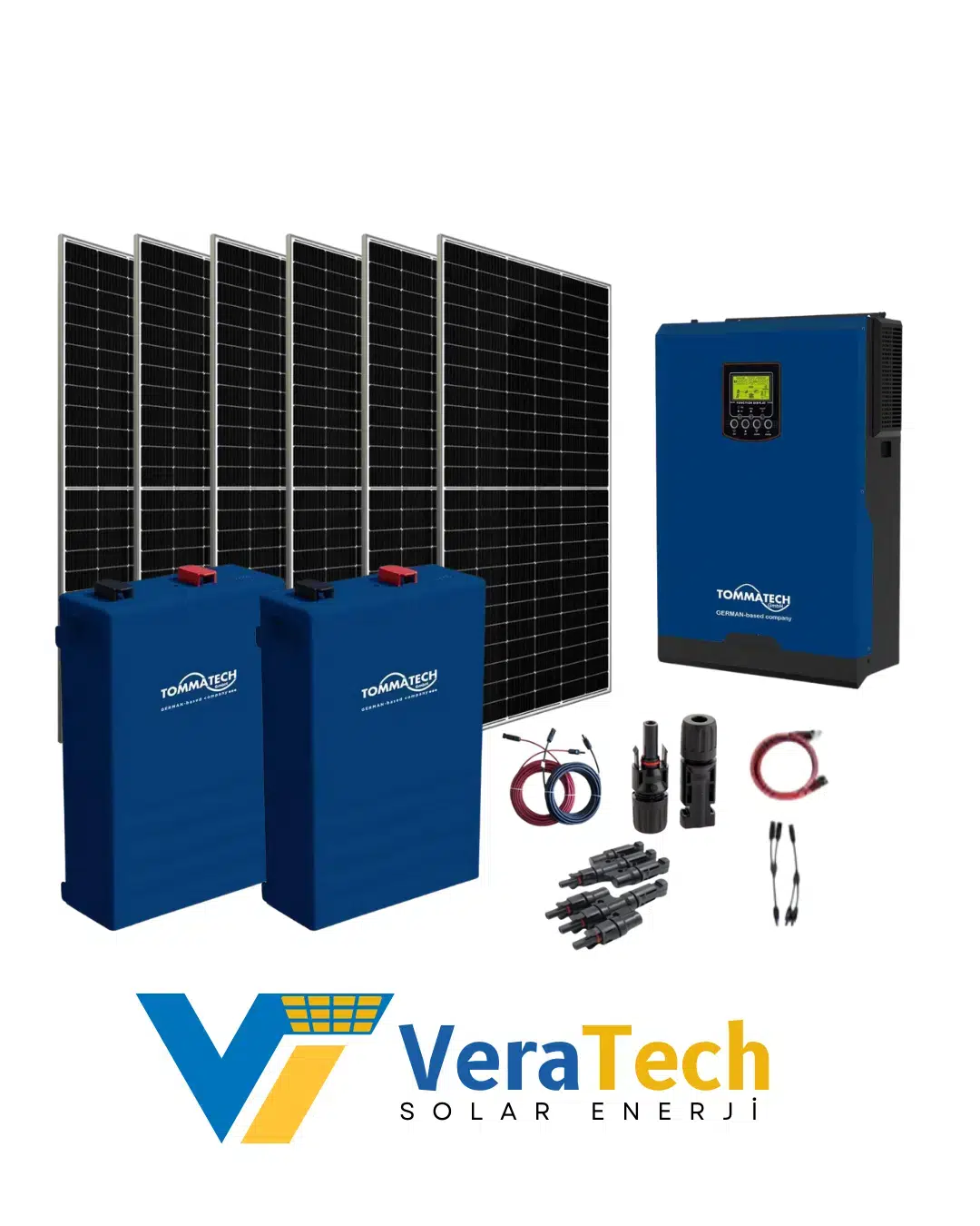 VeraTech Büyük Bağ Evi Solar Paketi 550w Güneş Paneli 5kw İnverter 10Kw Lityum Akü